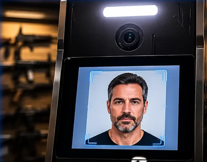 The kiosk camera taking an ID photo